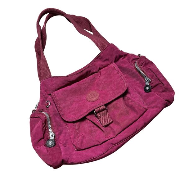 Kipling Felix Large Handbag Bag Polyamide HB7678 Red Burgundy - Picture 2 of 14